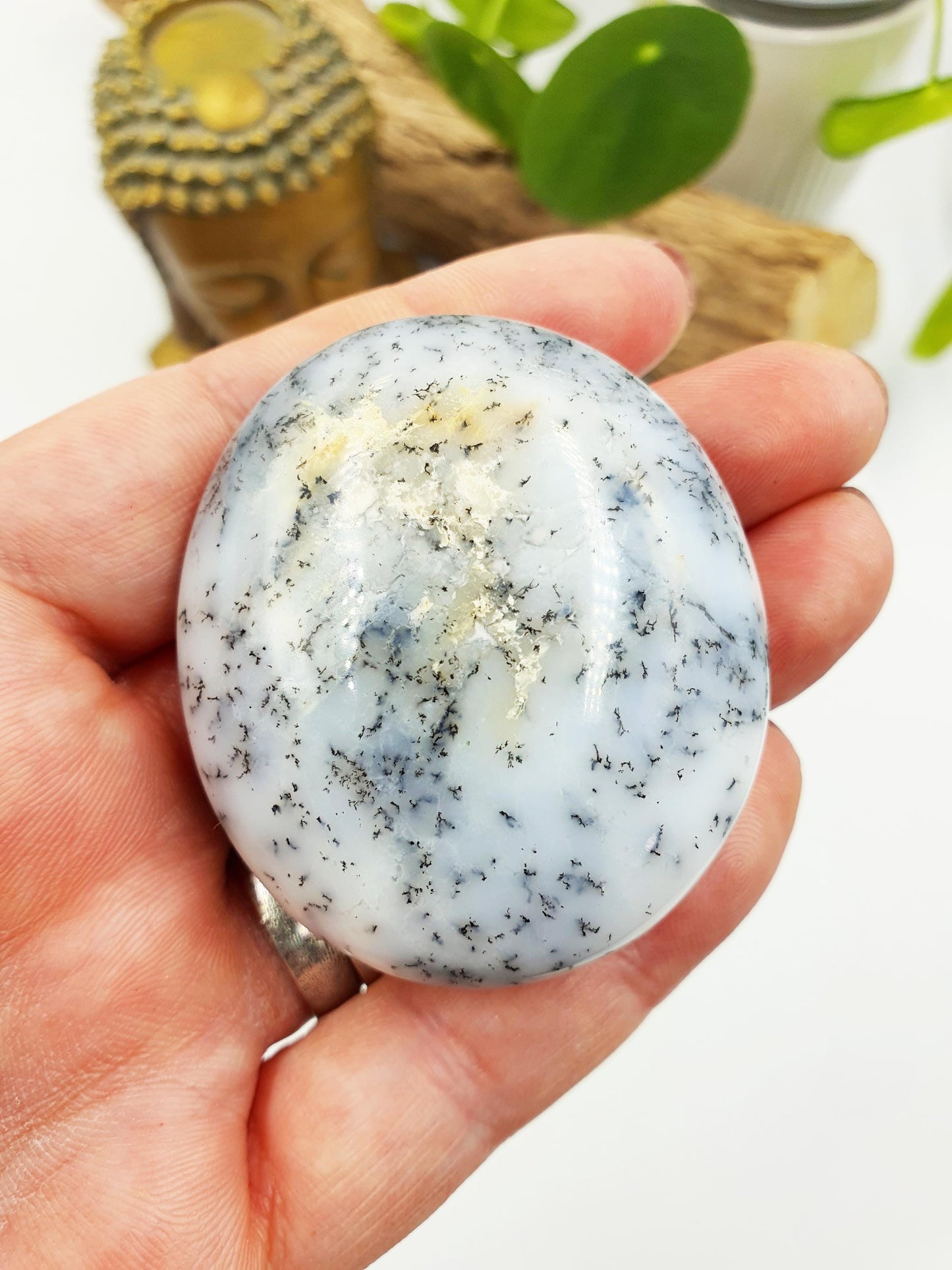 Dendritic Opal Palm / Dendritic Opal Palm Stone / Meditation Palm / Reiki Crystal Palm - 70g