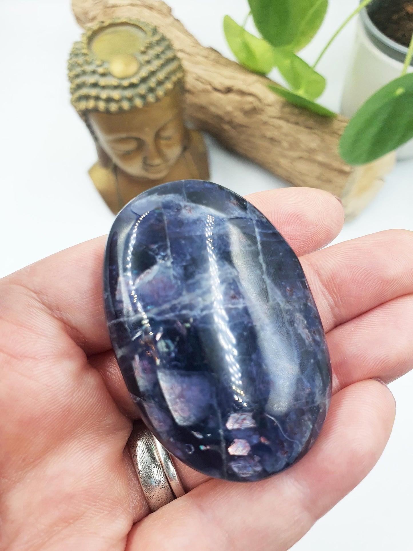 Stunning Flashy Sparkly Iolite Palm / Iolite Palm Stone / Rare Crystal Palm / Meditation Palm / Collectors Palm - 55g