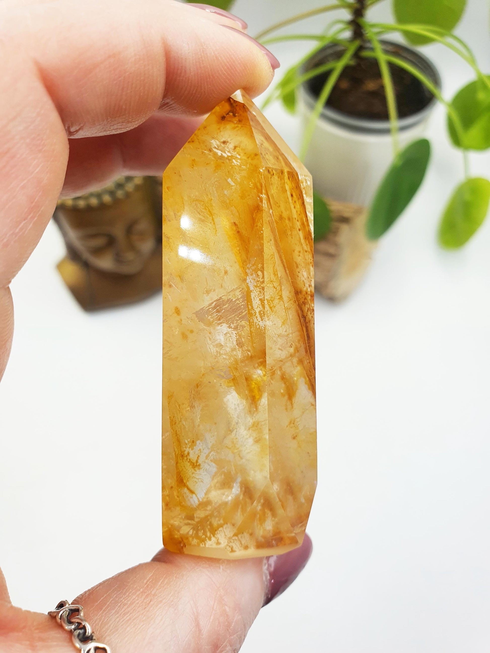 Golden Healer Tower / Golden Healer Crystal Point / Healer Quartz Obelisk / Healing Tower - 85g