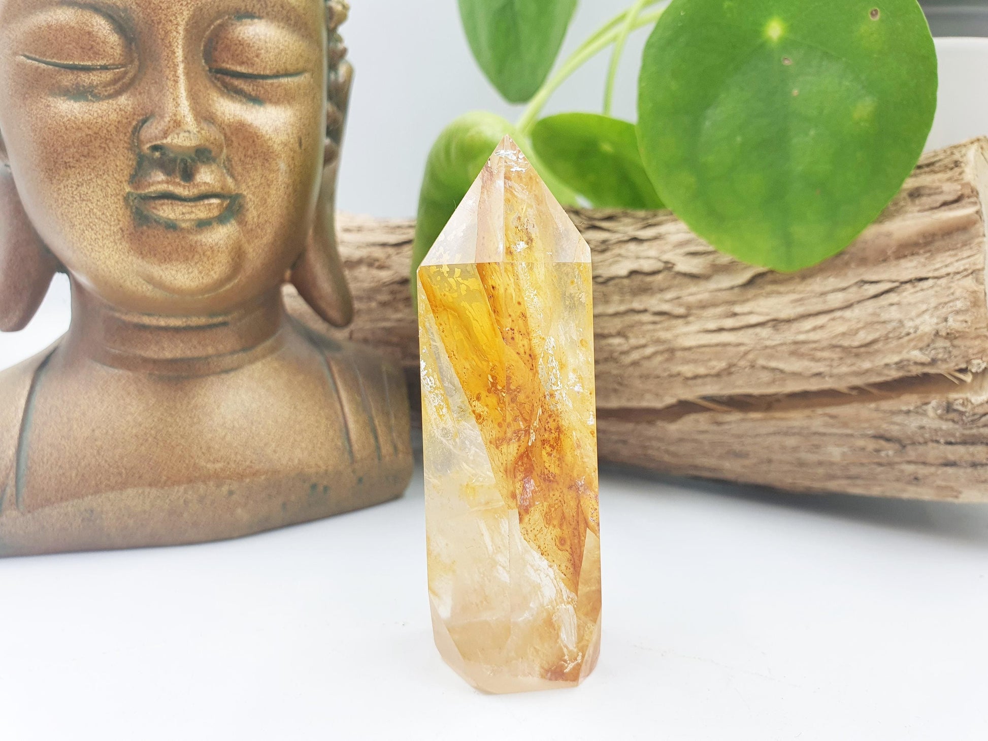 Golden Healer Tower / Golden Healer Crystal Point / Healer Quartz Obelisk / Healing Tower - 85g