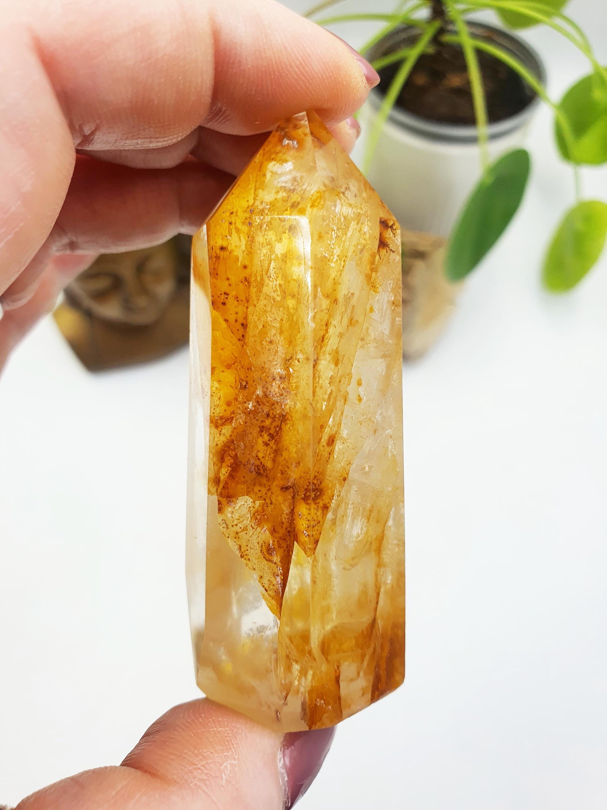 Golden Healer Tower / Golden Healer Crystal Point / Healer Quartz Obelisk / Healing Tower - 85g