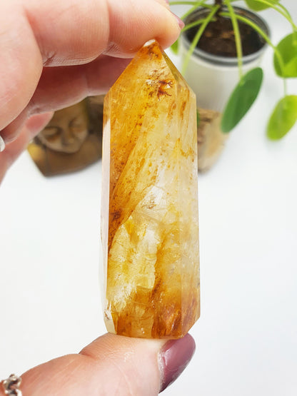 Golden Healer Tower / Golden Healer Crystal Point / Healer Quartz Obelisk / Healing Tower - 85g