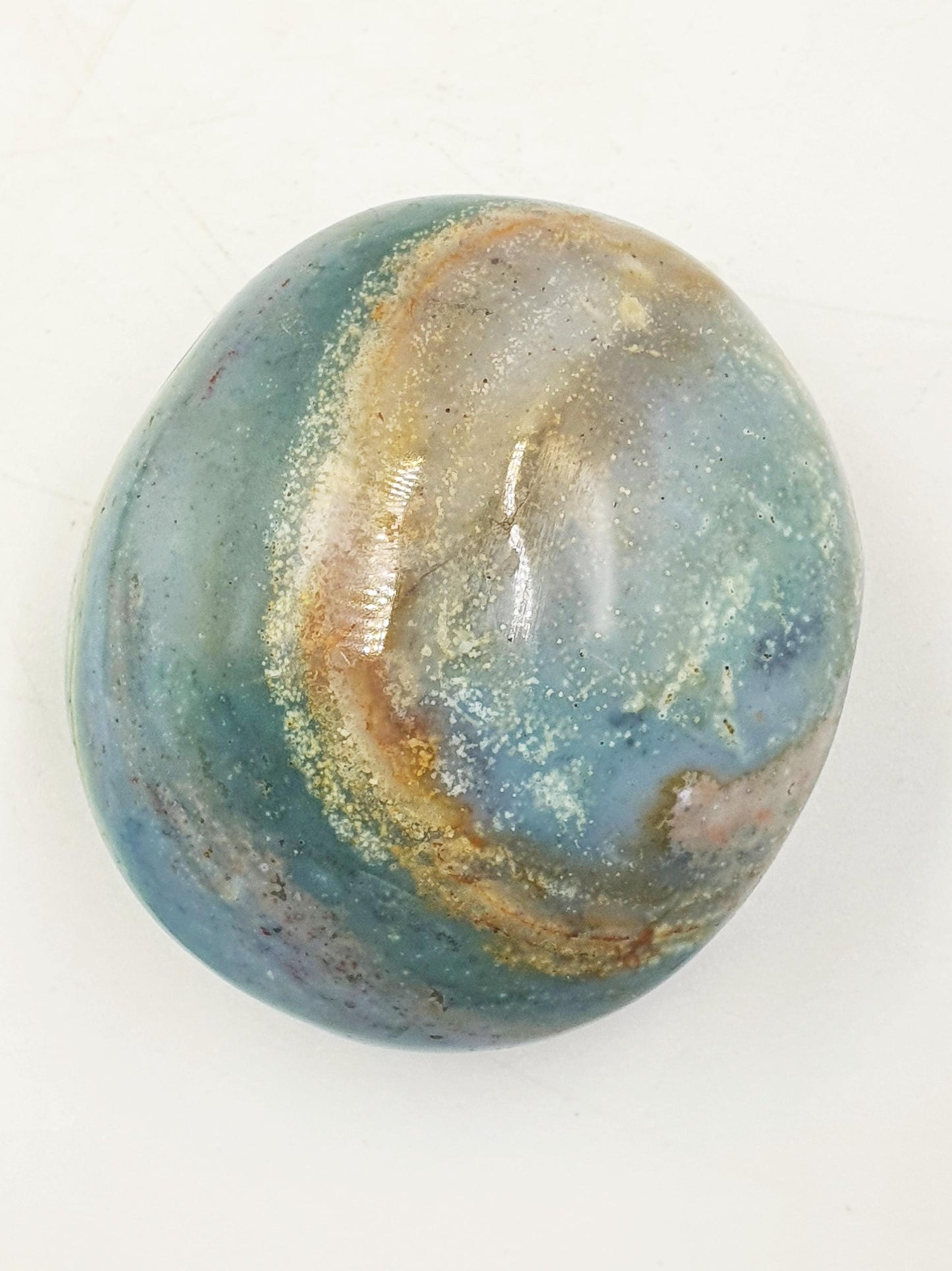 Beautiful Blue Ocean Jasper Palm / Ocean Jasper Palm stone / OJ Palm / Pocket Crystal / Meditation Palm / Reiki Crystal Palm - 85g