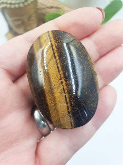 Flashy Yellow Tigers Eye Palm / Tiger's Eye Palm Stone / Pocket Crystal / Meditation Palm/ Reiki Crystal Palm - 50g