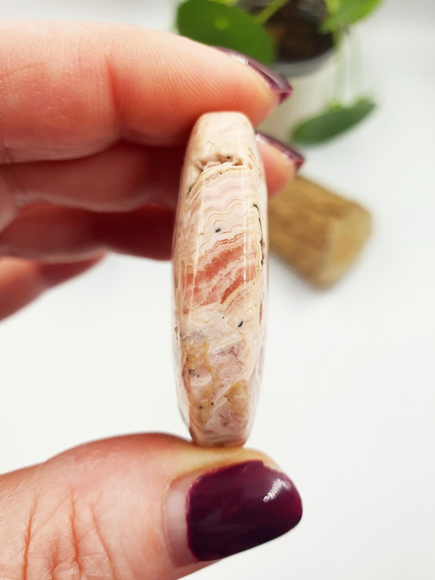 High Grade Rhodochrosite Palm / Rhodochrosite Palm Stone / Rhodochrosite Meditation Crystal / Reiki Crystal Palm - 45g