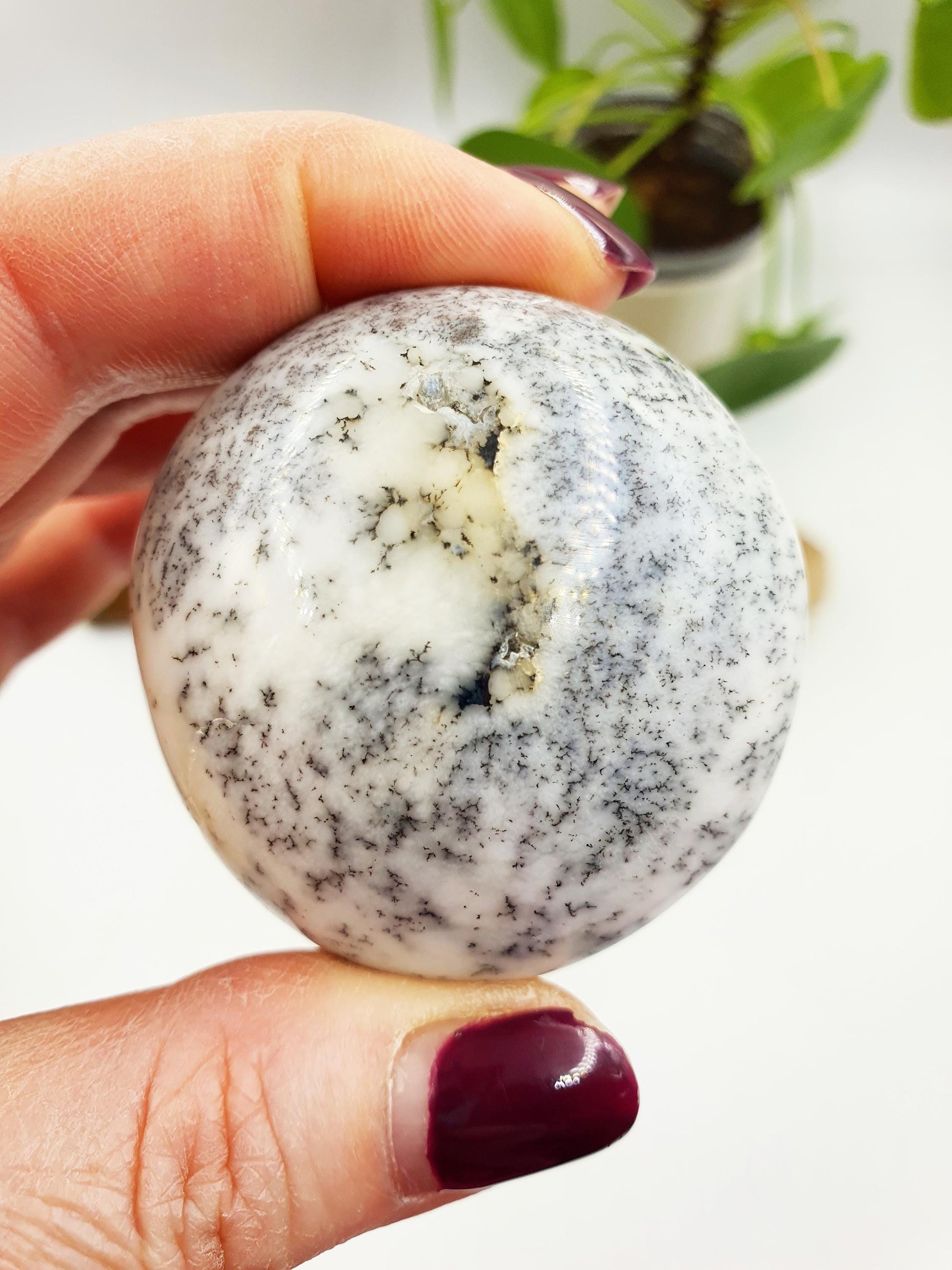 Dendritic Opal Palm / Dendritic Opal Palm Stone / Meditation Palm / Reiki Crystal Palm - 75g