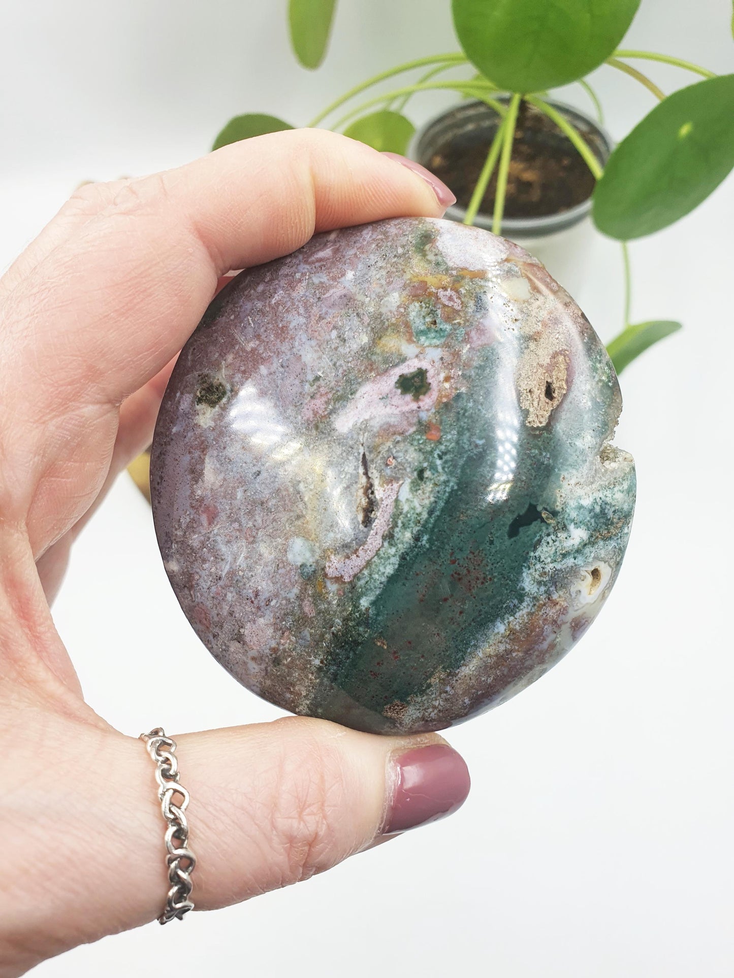 Huge Beautiful Ocean Jasper Palm / Ocean Jasper Palm stone / OJ Palm / Meditation Palm / Reiki Crystal Palm/ OJ Freeform - 210g