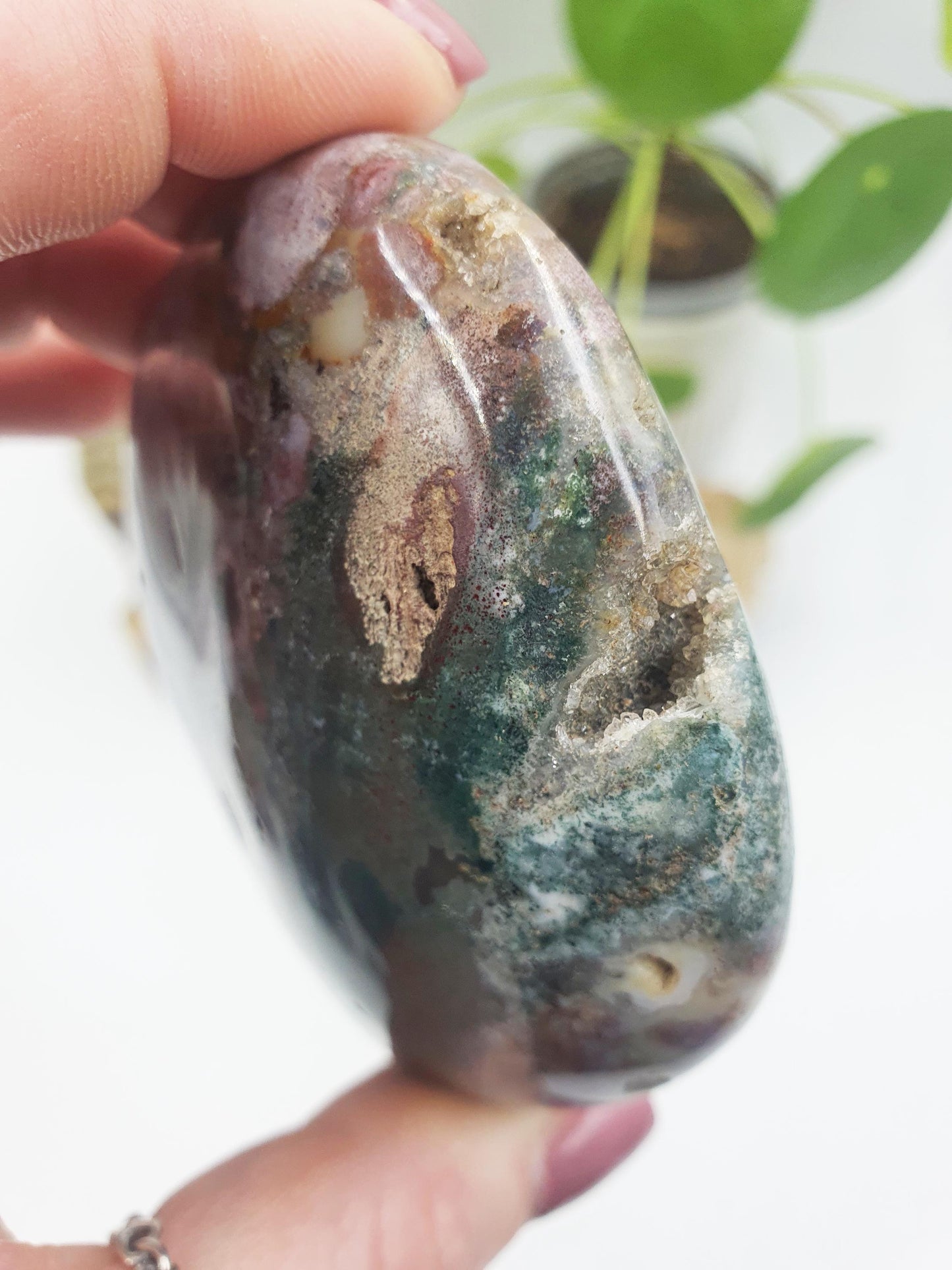 Huge Beautiful Ocean Jasper Palm / Ocean Jasper Palm stone / OJ Palm / Meditation Palm / Reiki Crystal Palm/ OJ Freeform - 210g