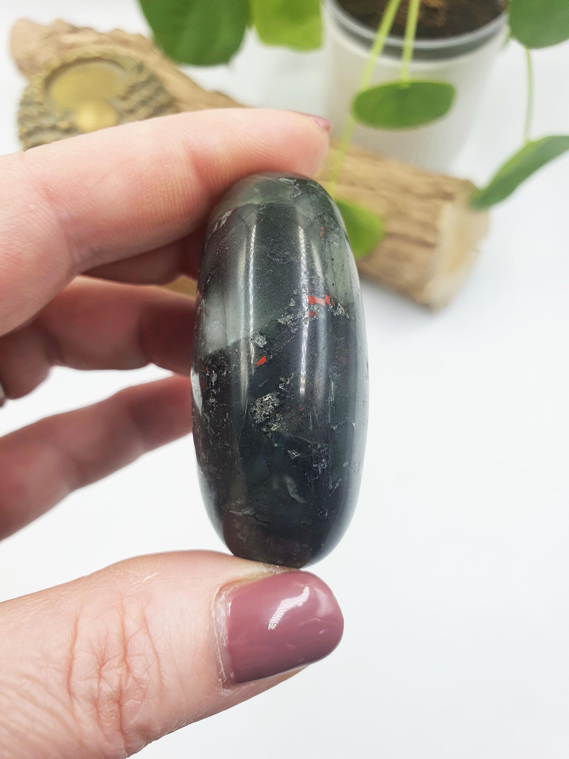 African Bloodstone Palm / Bloodstone Palm / African Bloodstone Crystal / Meditation Palm / Reiki Crystal Palm - 75g