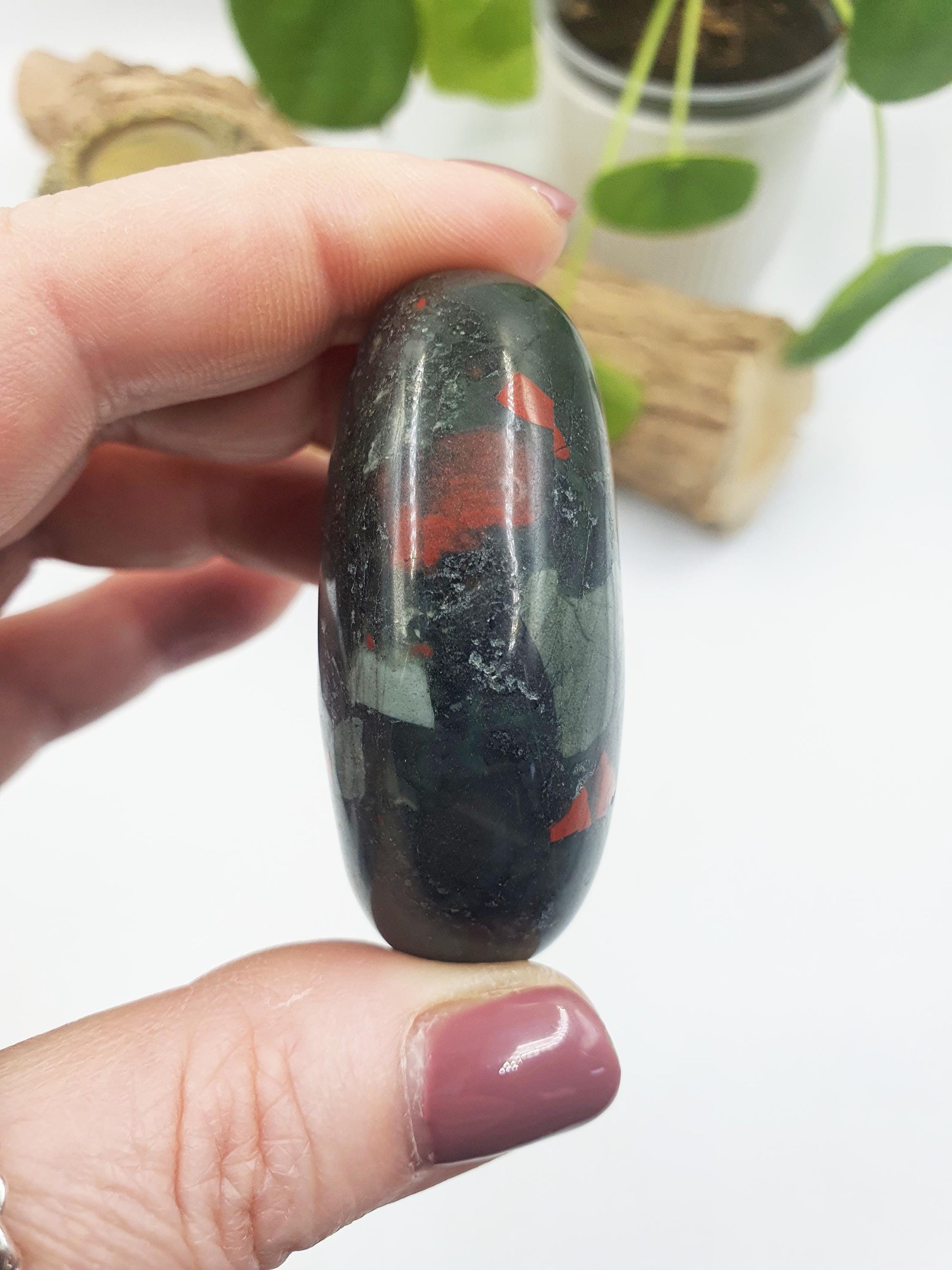 African Bloodstone Palm / Bloodstone Palm / African Bloodstone Crystal / Meditation Palm / Reiki Crystal Palm - 75g