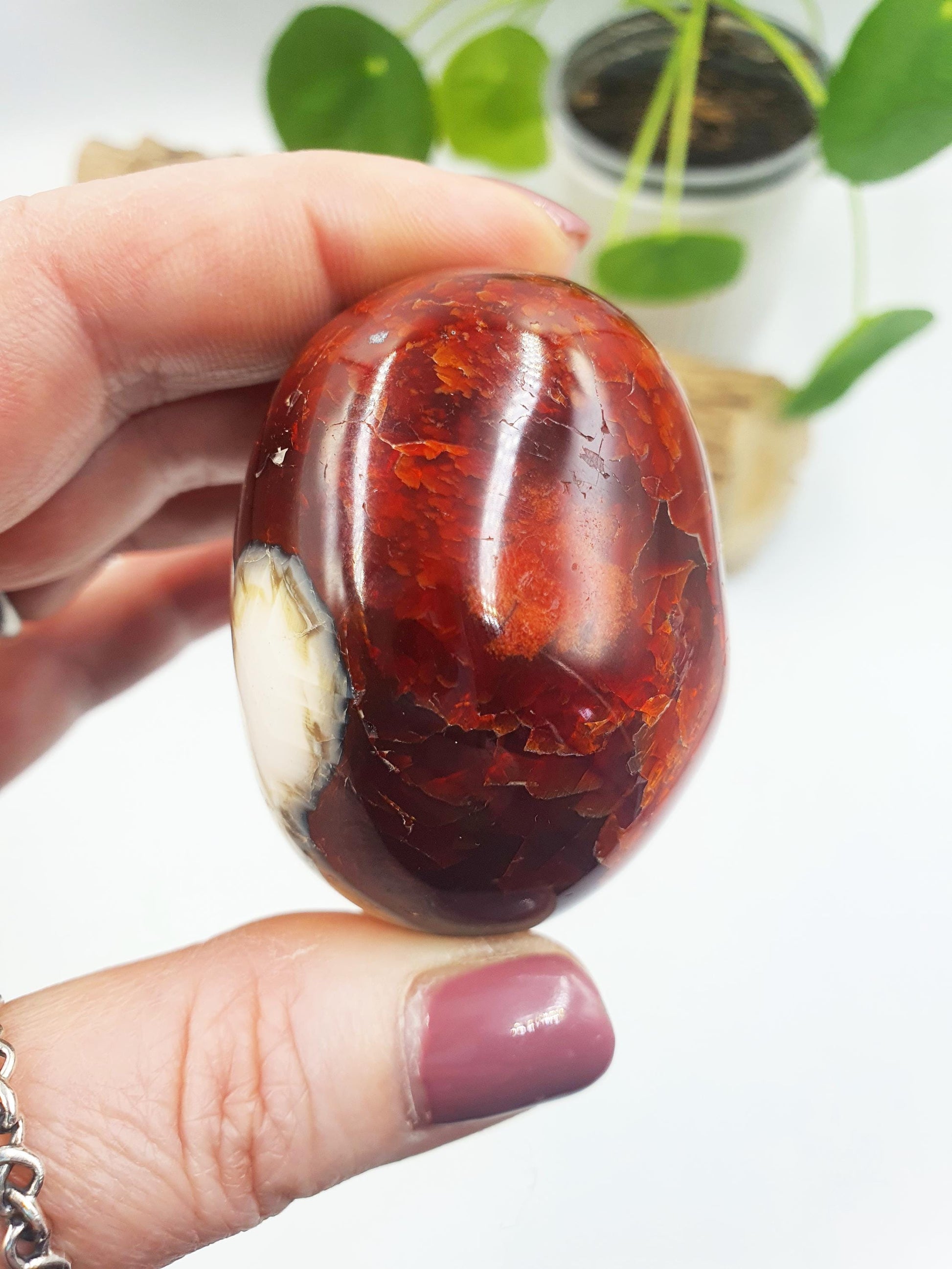 Beautiful Large Unique Carnelian Palm / Carnelian Palm Stone / Carnelian Pocket Stone / Meditation Palm / Reiki Crystal Palm - 135g