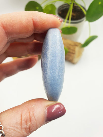 Pretty Angelite Palm / Angelite Palm Stone / Pocket Stone / Meditation Palm / Reiki Crystal Palm - 60g