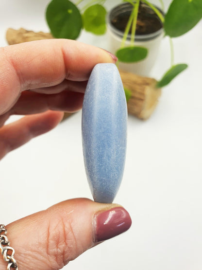 Pretty Angelite Palm / Angelite Palm Stone / Pocket Stone / Meditation Palm / Reiki Crystal Palm - 60g