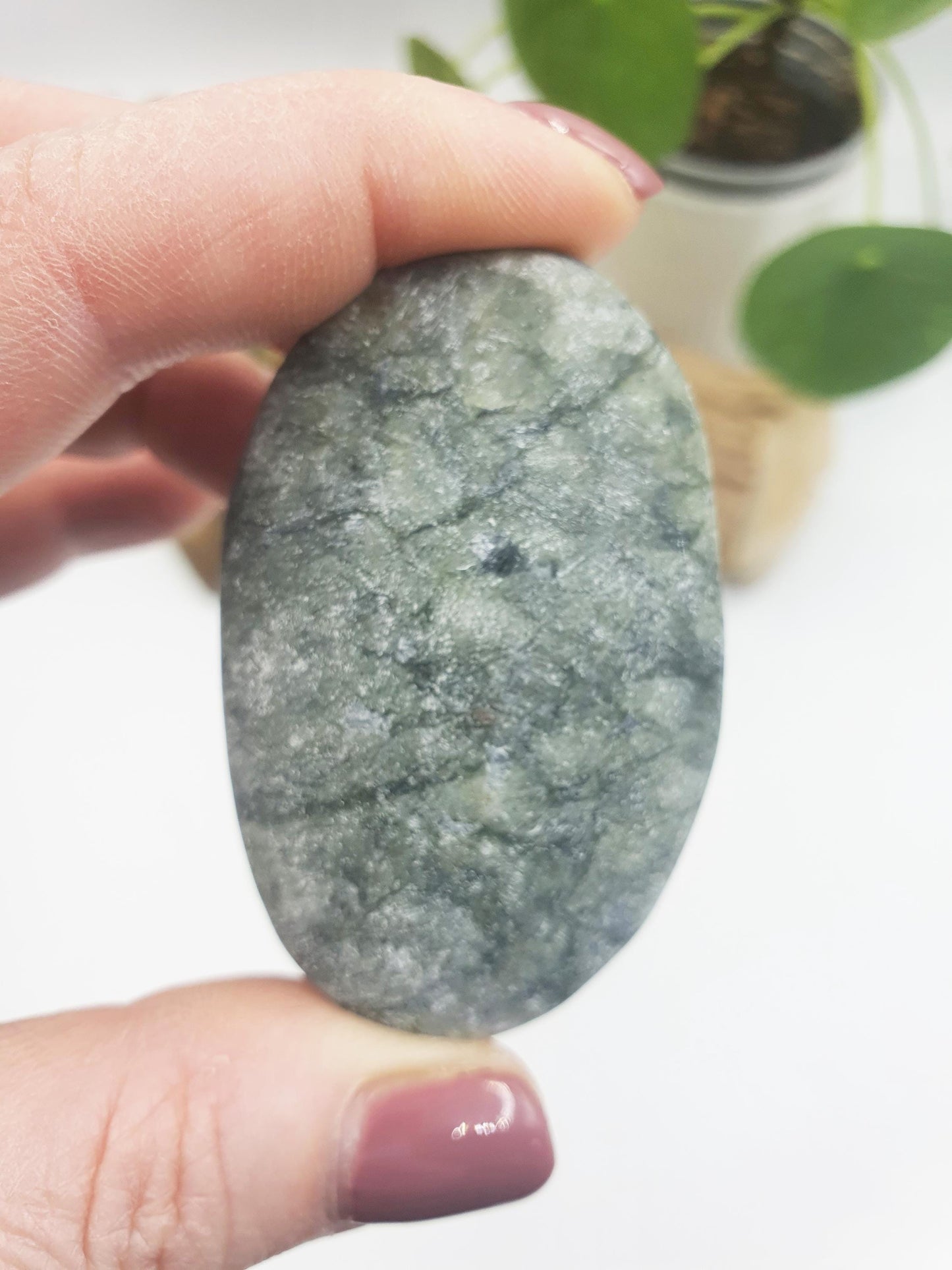 Green Jade Palm / Green Jade Palm Stone / Pocket Stone / Jade Meditation Palm - 60g