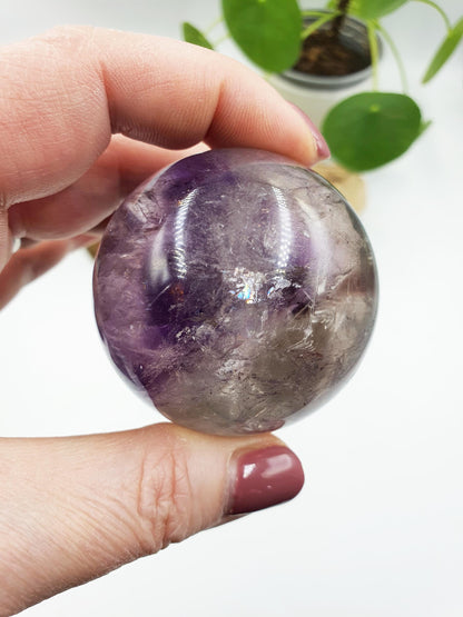 A Grade Phantom Amethyst Sphere with rainbow/ High Grade Amethyst Crystal Ball / Crystal Collectors Sphere - 51mm