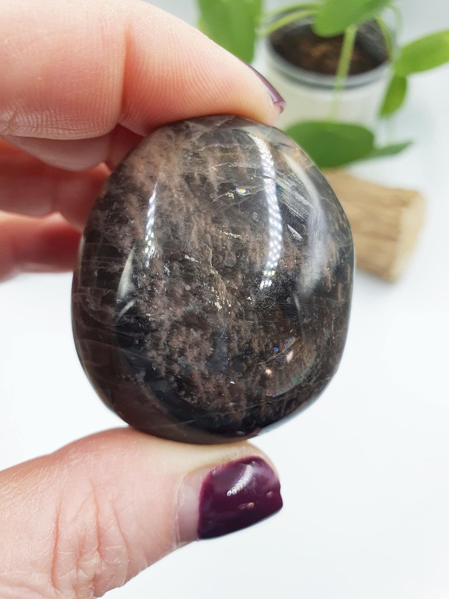 Flashy Moonstone Palm / Moonstone Palm Stone / Reiki Crystal Palm / Meditation Palm - 55g