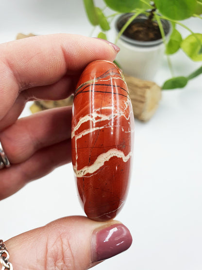 Red Jasper Palm / Red Jasper Palm Stone / Pocket Crystal / Meditation Palm / Reiki Crystal Palm - 110g