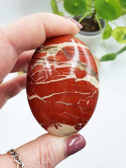 Red Jasper Palm / Red Jasper Palm Stone / Pocket Crystal / Meditation Palm / Reiki Crystal Palm - 110g