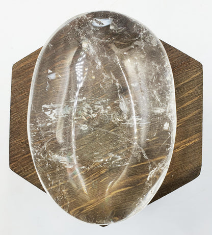 Large Clear Quartz Palm with shimmering inclusions and rainbow / Clear Quartz Palm Stone / Meditation Palm / Reiki Crystal Palm - 175g