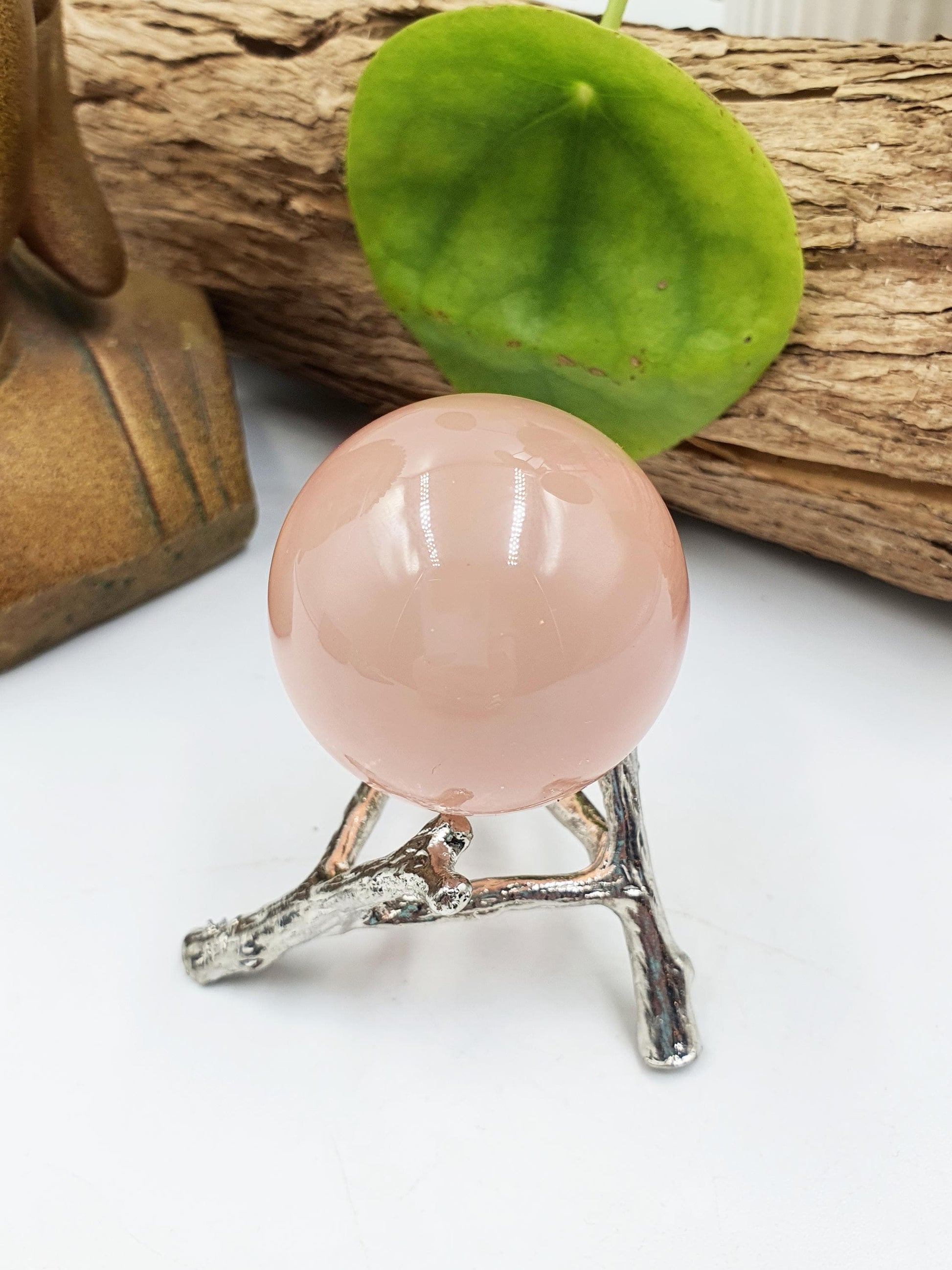 Rare Rose Quartz with Garden and strong Starlight and rainbow / Garden Rose Quartz Sphere / Collectors Crystal Sphere - 38.7mm