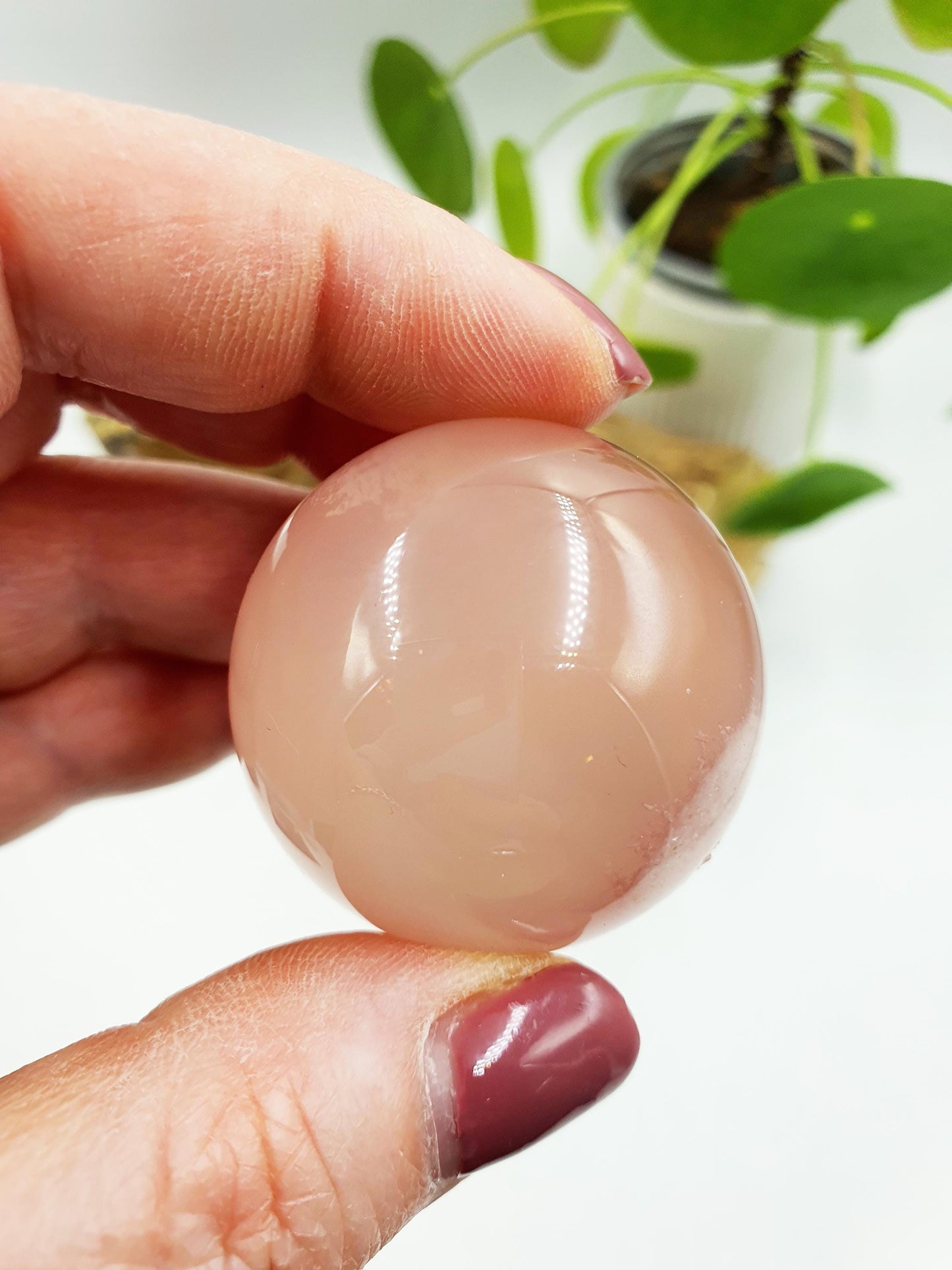 Rare Rose Quartz with Garden and strong Starlight and rainbow / Garden Rose Quartz Sphere / Collectors Crystal Sphere - 38.7mm