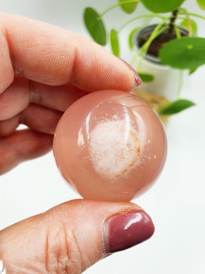 Rare Rose Quartz with Garden and strong Starlight and rainbow / Garden Rose Quartz Sphere / Collectors Crystal Sphere - 38.7mm