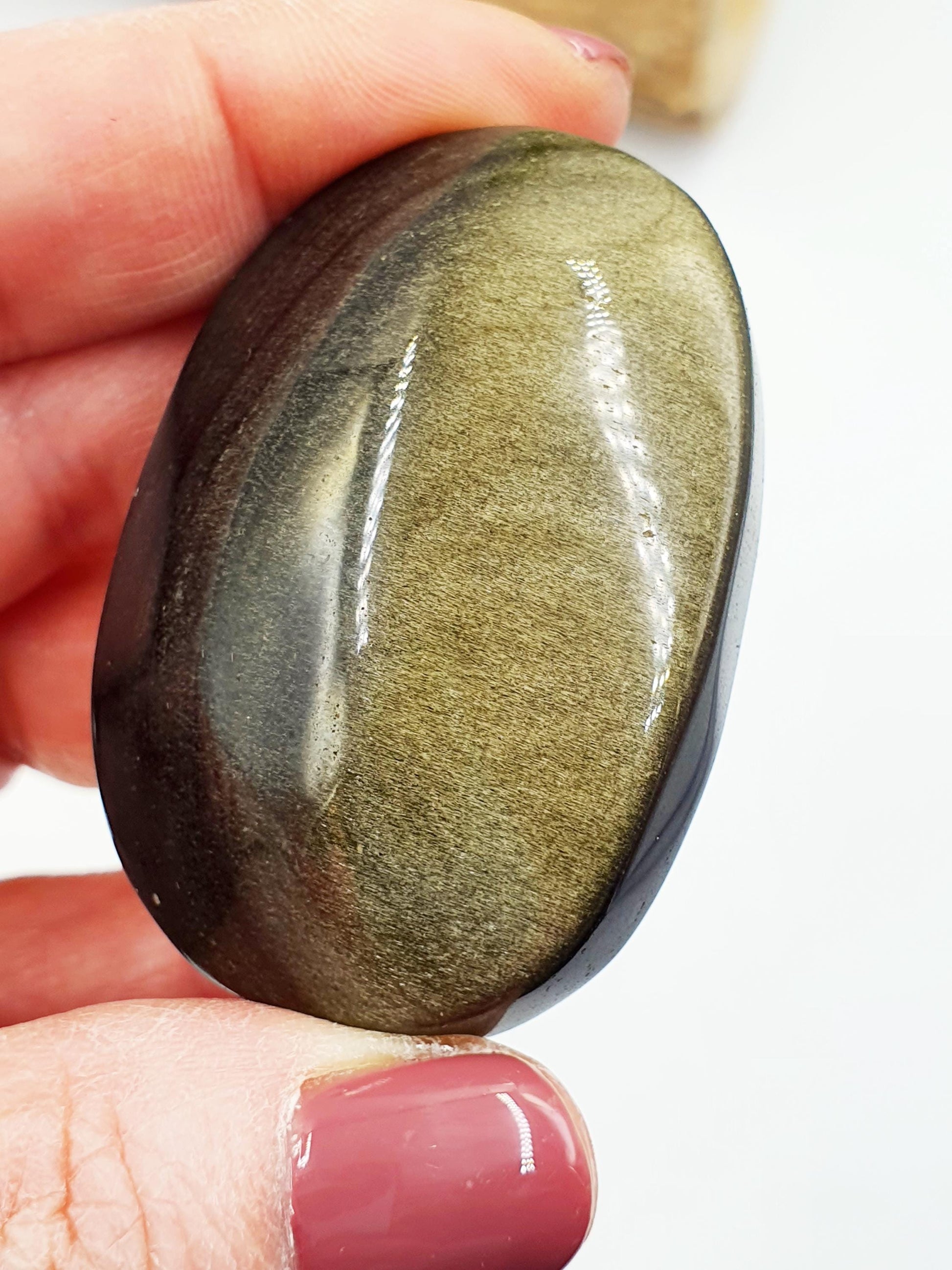 Gold Sheen Obsidian Palm / Golden Sheen Obsidian Palm Stone / Gold Obsidian Palm / Pocket Crystal / Meditation Palm - 60g