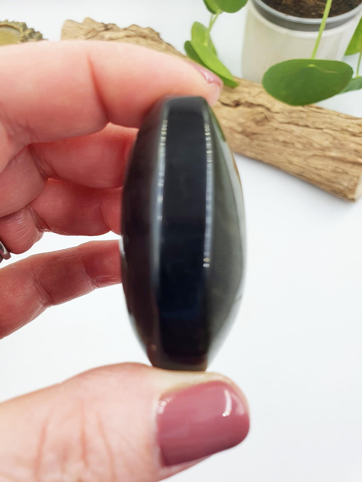 Gold Sheen Obsidian Palm / Golden Sheen Obsidian Palm Stone / Gold Obsidian Palm / Pocket Crystal / Meditation Palm - 60g