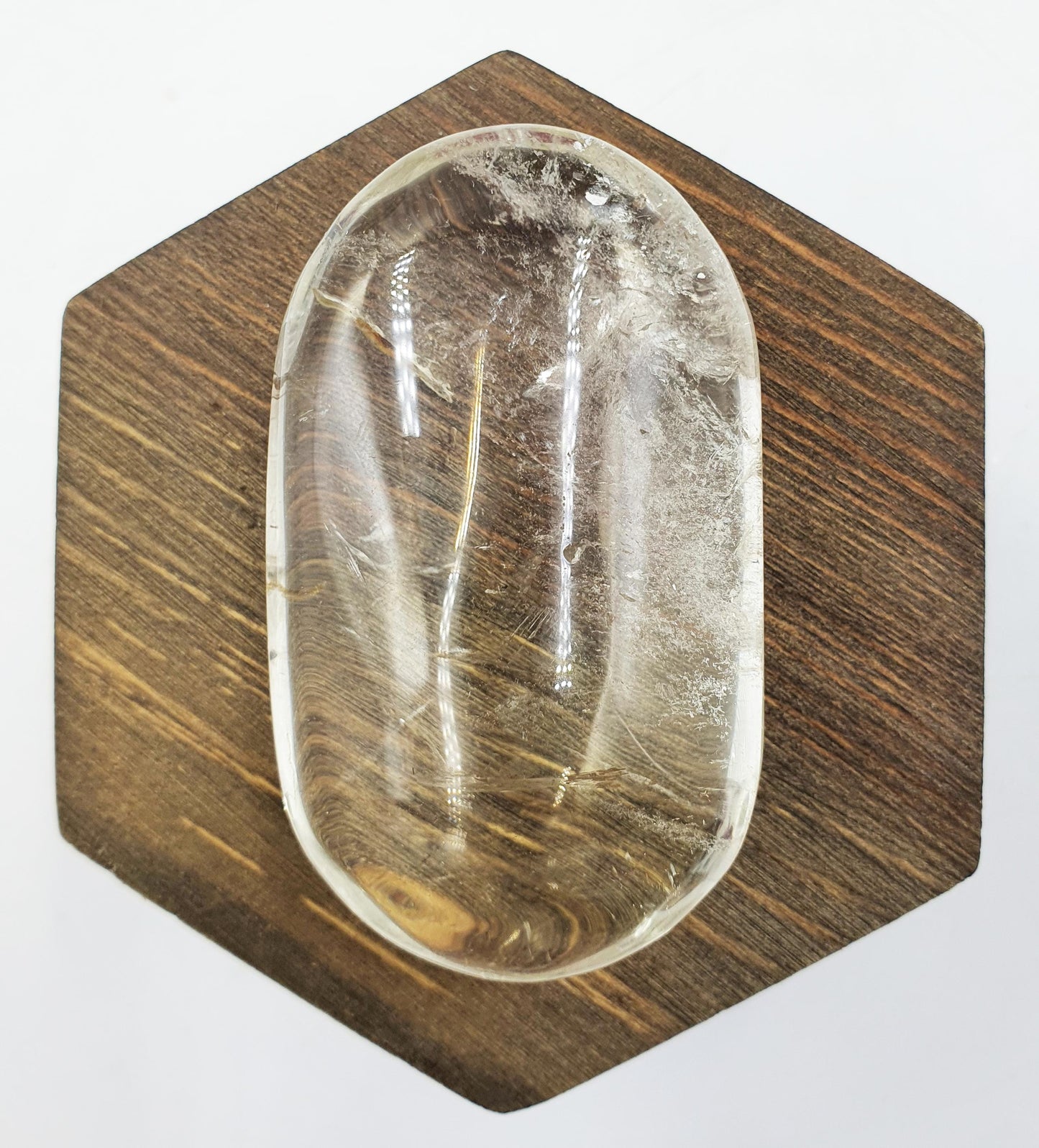 Clear Quartz Palm with shimmering inclusions/ Clear Quartz Palm Stone / Pocket Stone / Clear Quartz Meditation Palm - 95g