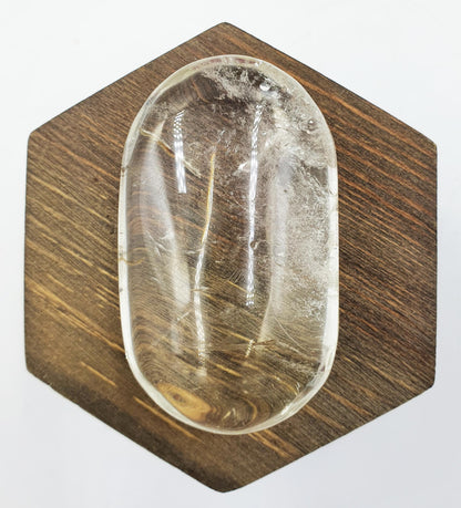 Clear Quartz Palm with shimmering inclusions/ Clear Quartz Palm Stone / Pocket Stone / Clear Quartz Meditation Palm - 95g