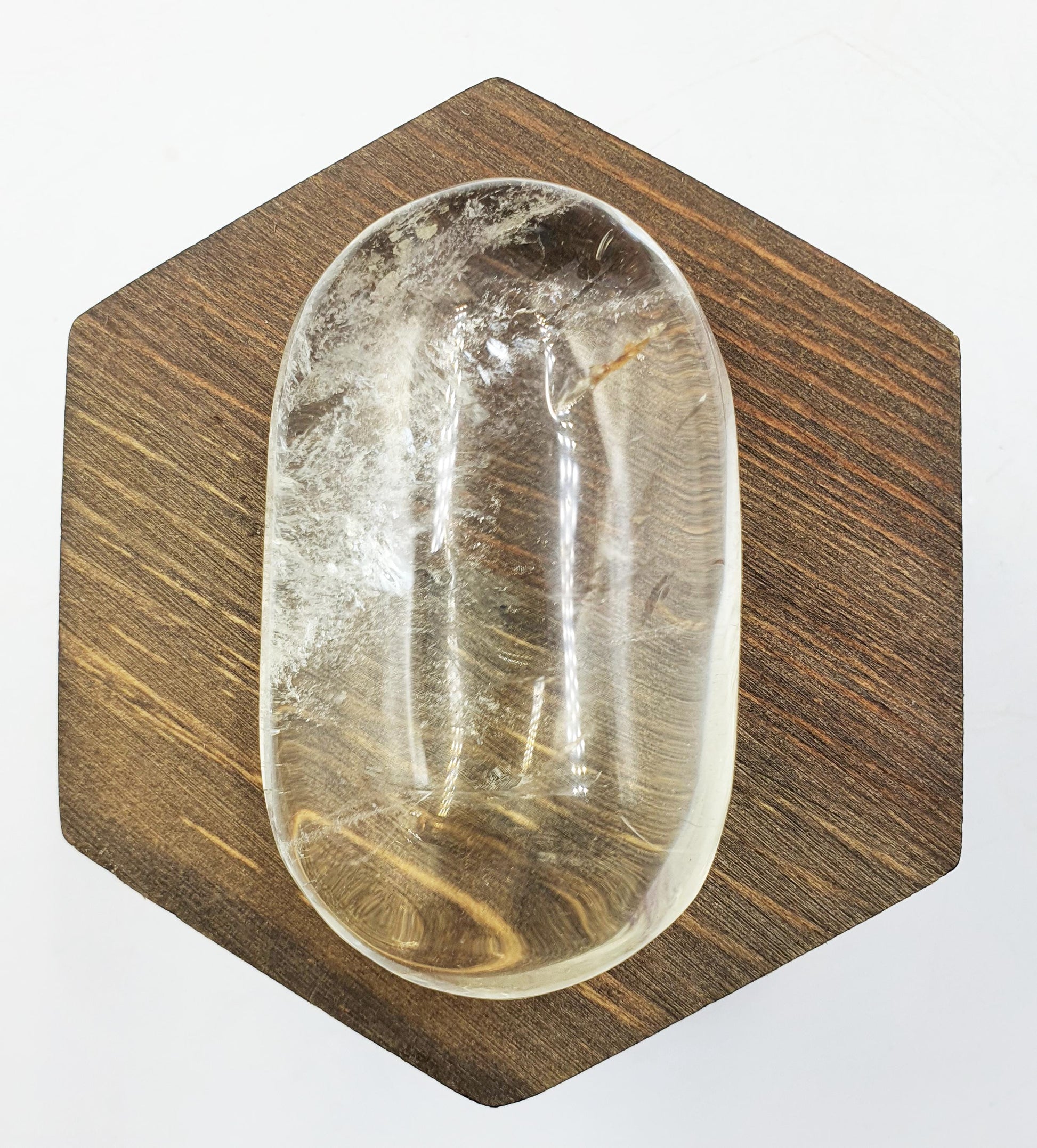 Clear Quartz Palm with shimmering inclusions/ Clear Quartz Palm Stone / Pocket Stone / Clear Quartz Meditation Palm - 95g