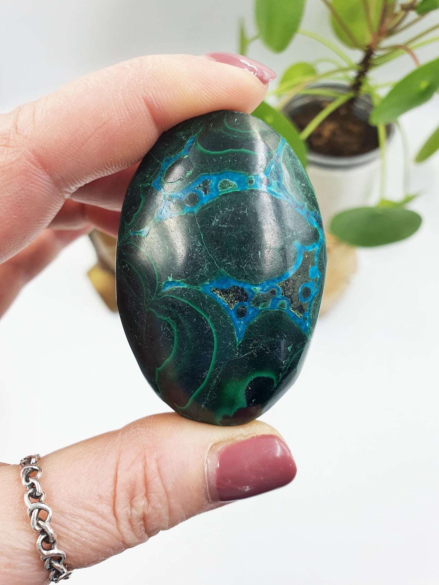 Beautiful Chrysocolla Palm / Chrysocolla Palm Stone / Rare Crystal Palm / Meditation Palm / Reiki Crystal Palm - 110g