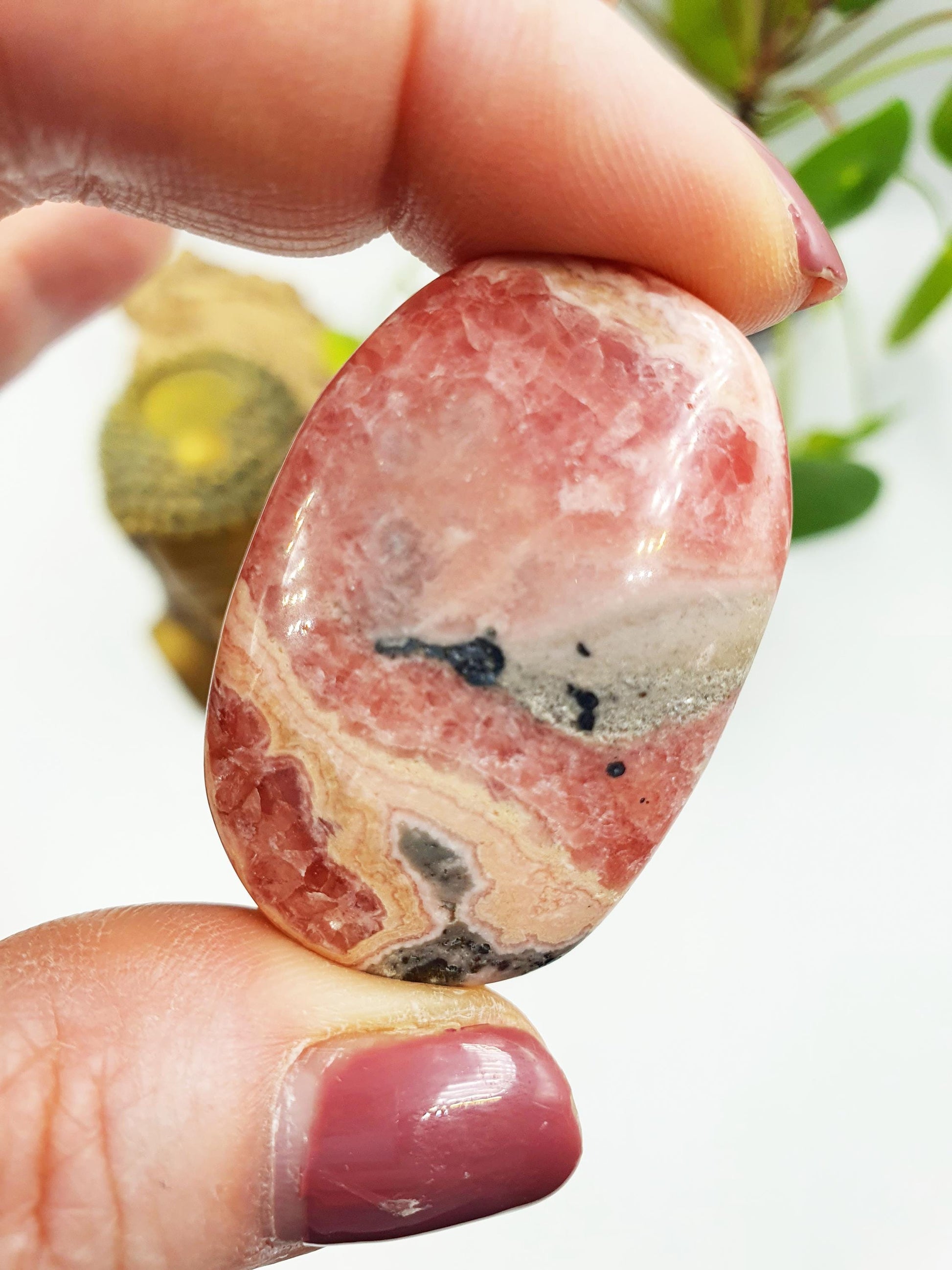 High Grade Rhodochrosite Palm / Rhodochrosite Palm Stone / Rhodochrosite Meditation Crystal / Reiki Crystal Palm - 25g