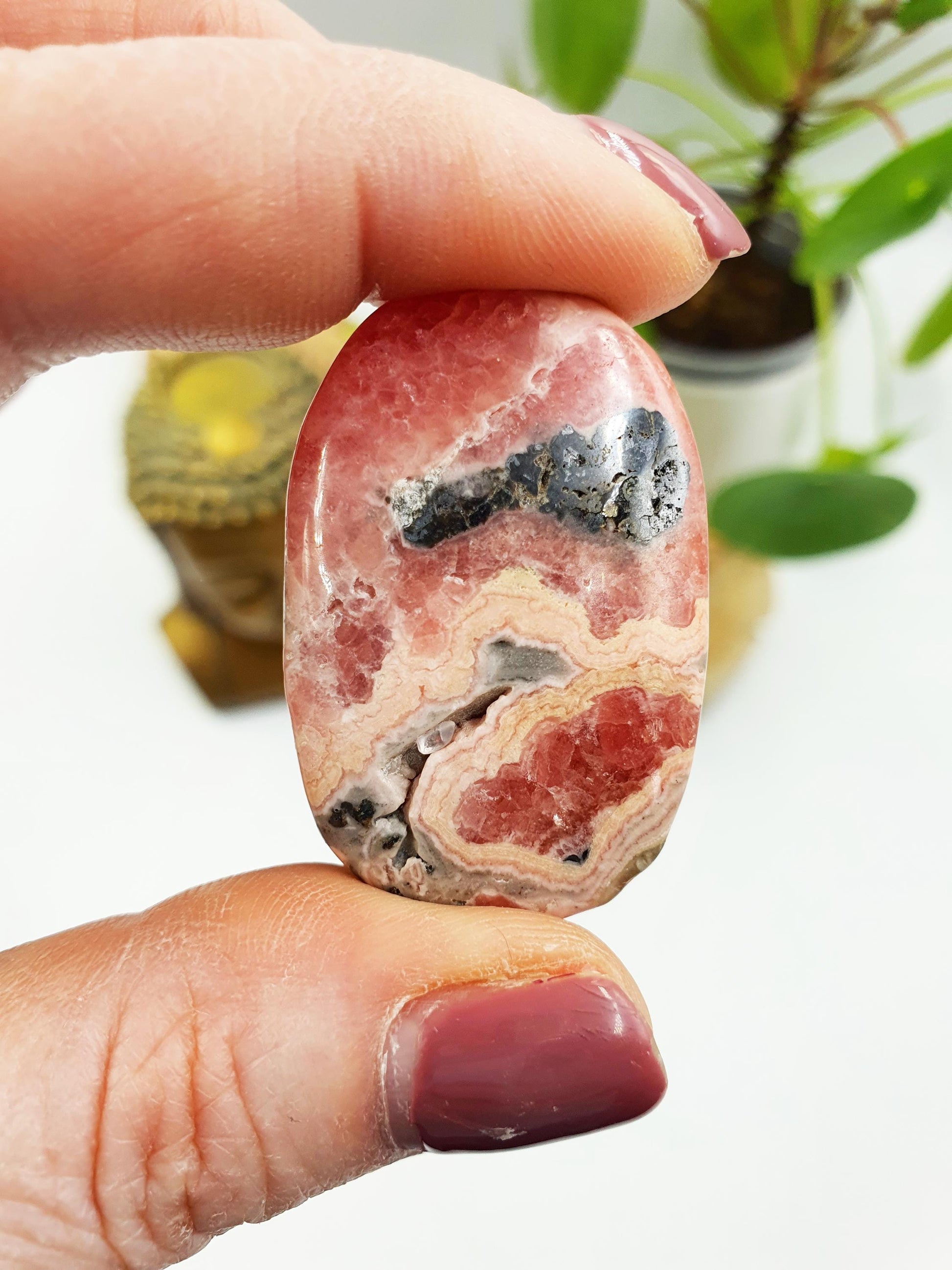 High Grade Rhodochrosite Palm / Rhodochrosite Palm Stone / Rhodochrosite Meditation Crystal / Reiki Crystal Palm - 25g