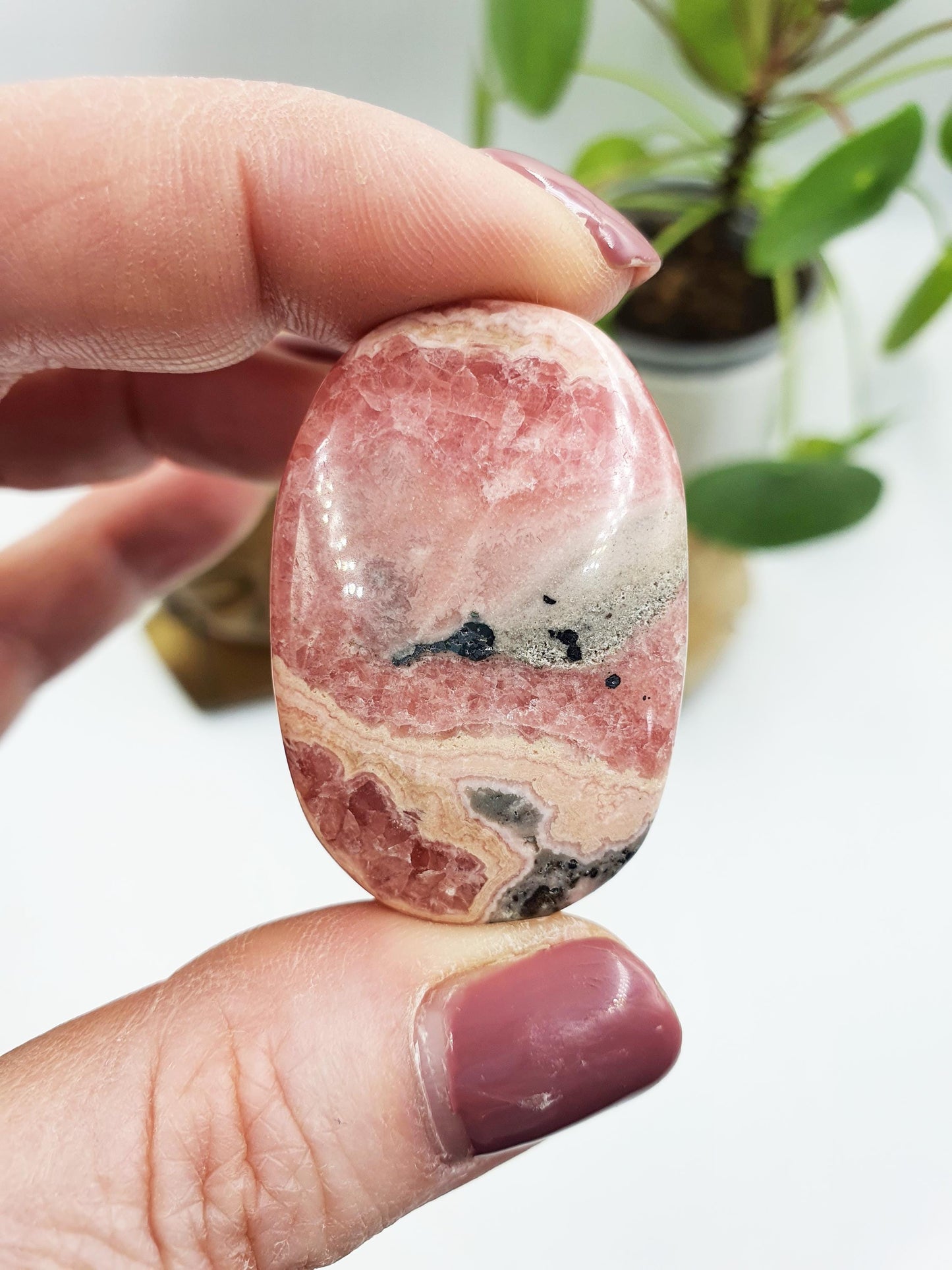 High Grade Rhodochrosite Palm / Rhodochrosite Palm Stone / Rhodochrosite Meditation Crystal / Reiki Crystal Palm - 25g