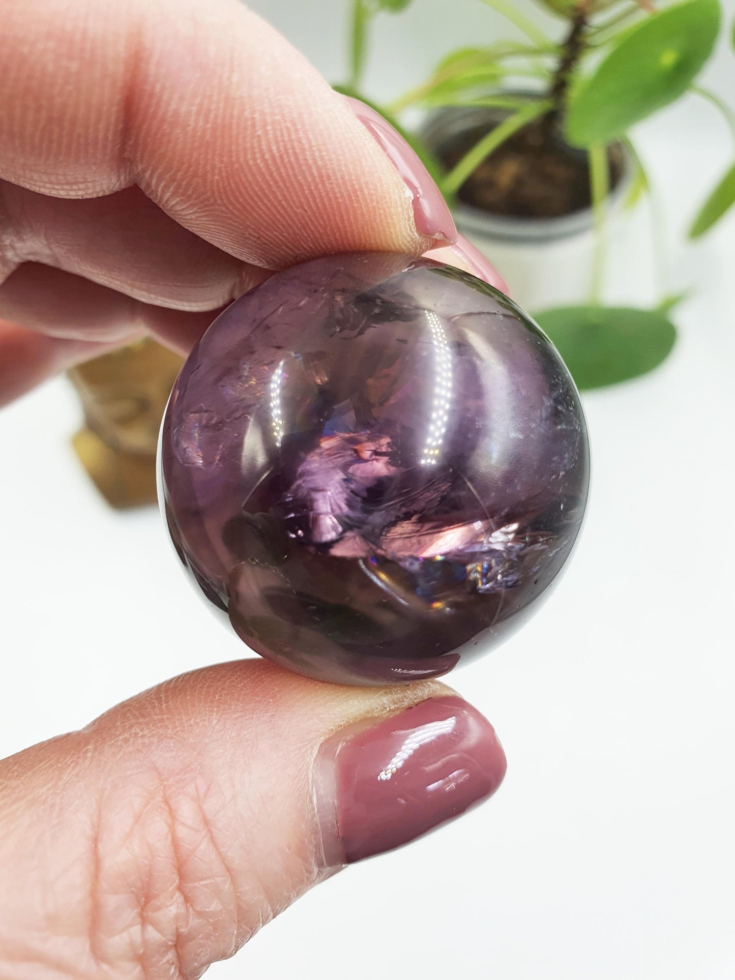 Beautiful Amethyst Sphere with rainbows / Amethyst Healing Sphere / Amethyst Crystal Ball - 34mm