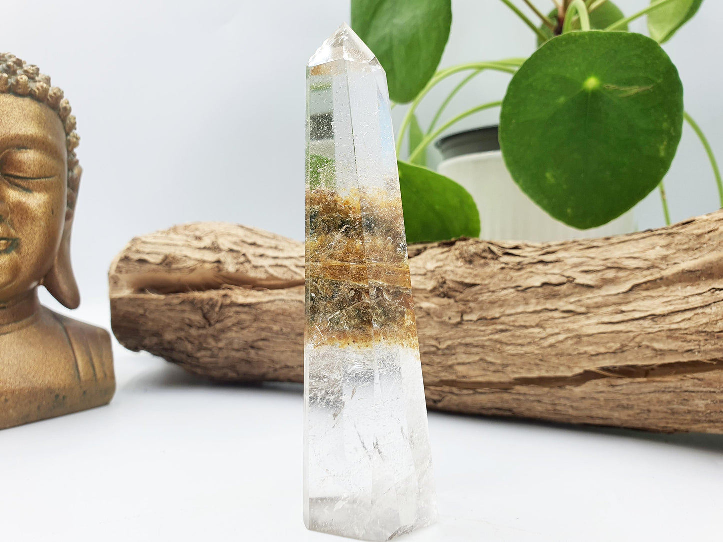 High Grade Garden Quartz Tower /Unique Lodolite Point / Garden Quartz Obelisk / Healing Tower - 195g