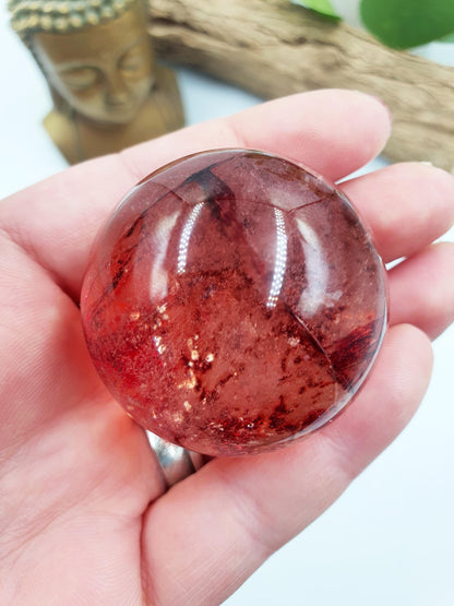 Beautiful Madagascan Fire Quartz Sphere with Rainbows / Hematoid Quartz Sphere / Fire Quartz Orb / Fire Quartz Crystal Ball - 42mm