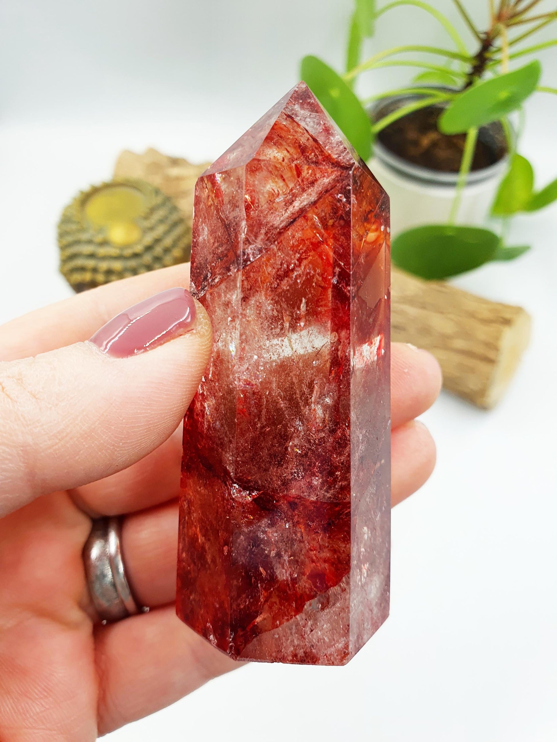 Beautiful Madagascan Fire Quartz Tower / Hematoid Quartz Tower / Madagascan Hematoid Healing Tower - 115g