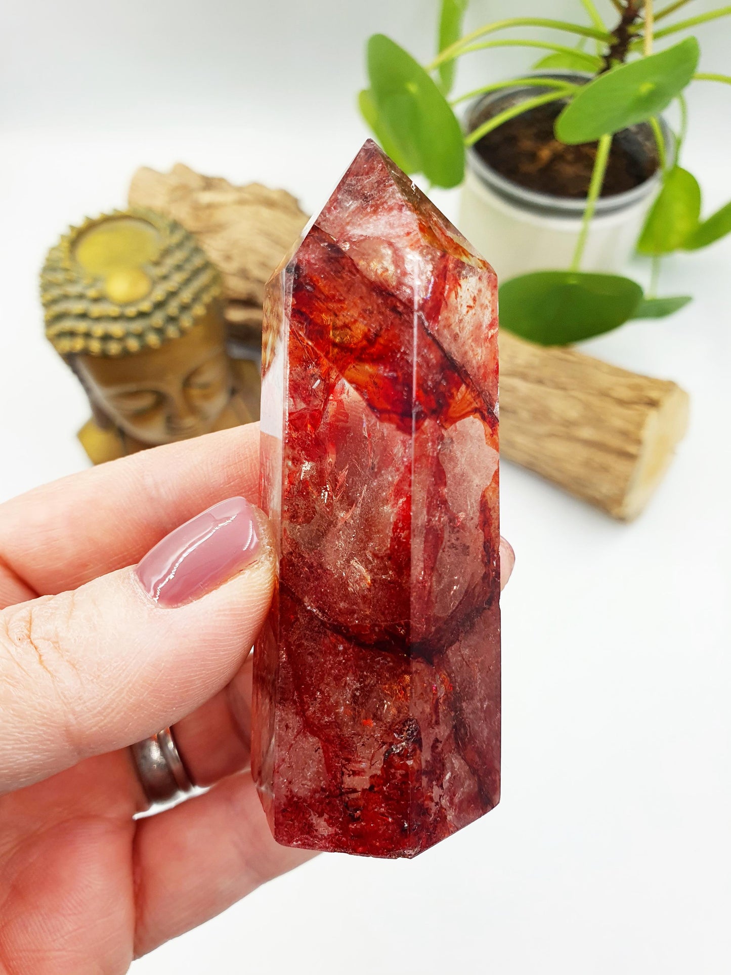 Beautiful Madagascan Fire Quartz Tower / Hematoid Quartz Tower / Madagascan Hematoid Healing Tower - 115g