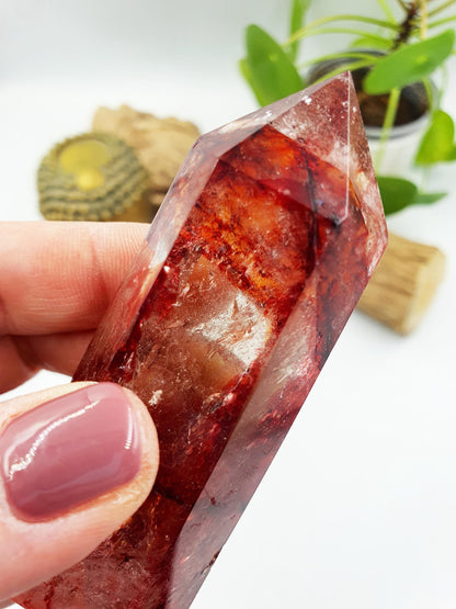 Beautiful Madagascan Fire Quartz Tower / Hematoid Quartz Tower / Madagascan Hematoid Healing Tower - 115g