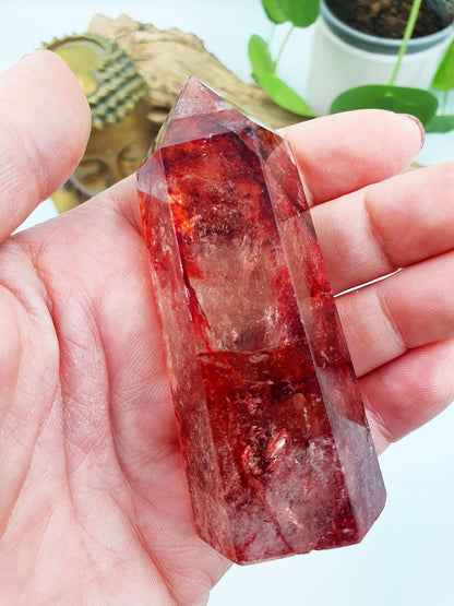 Beautiful Madagascan Fire Quartz Tower / Hematoid Quartz Tower / Madagascan Hematoid Healing Tower - 115g