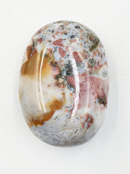 Beautiful Ocean Jasper Palm with sparkly drusy pockets / Ocean Jasper Palm stone / OJ Palm / Meditation Palm / Reiki Crystal Palm - 70g