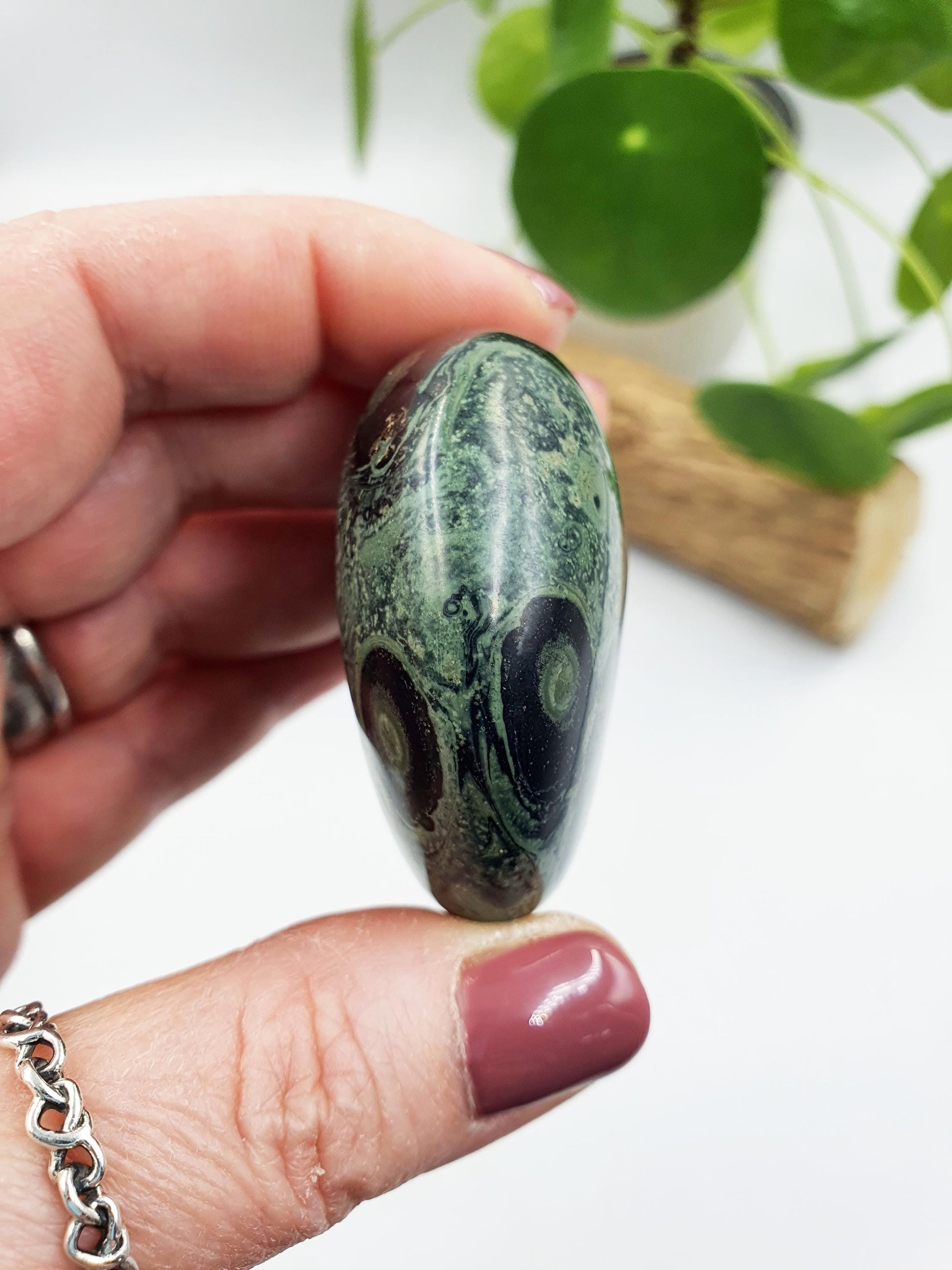 Kambaba Jasper Palm / Kambaba Palmstone / Meditation Palm / Reiki Crystal Palm - 90g