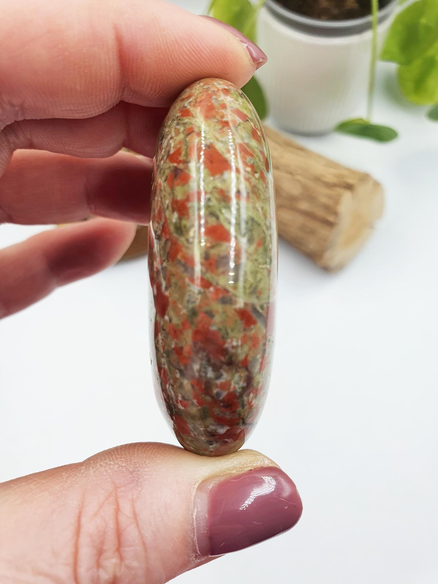 Pretty Unakite Palm / Unakite Palm Stone / Pocket Stone / Meditation Palm / Reiki Crystal Palm - 80g