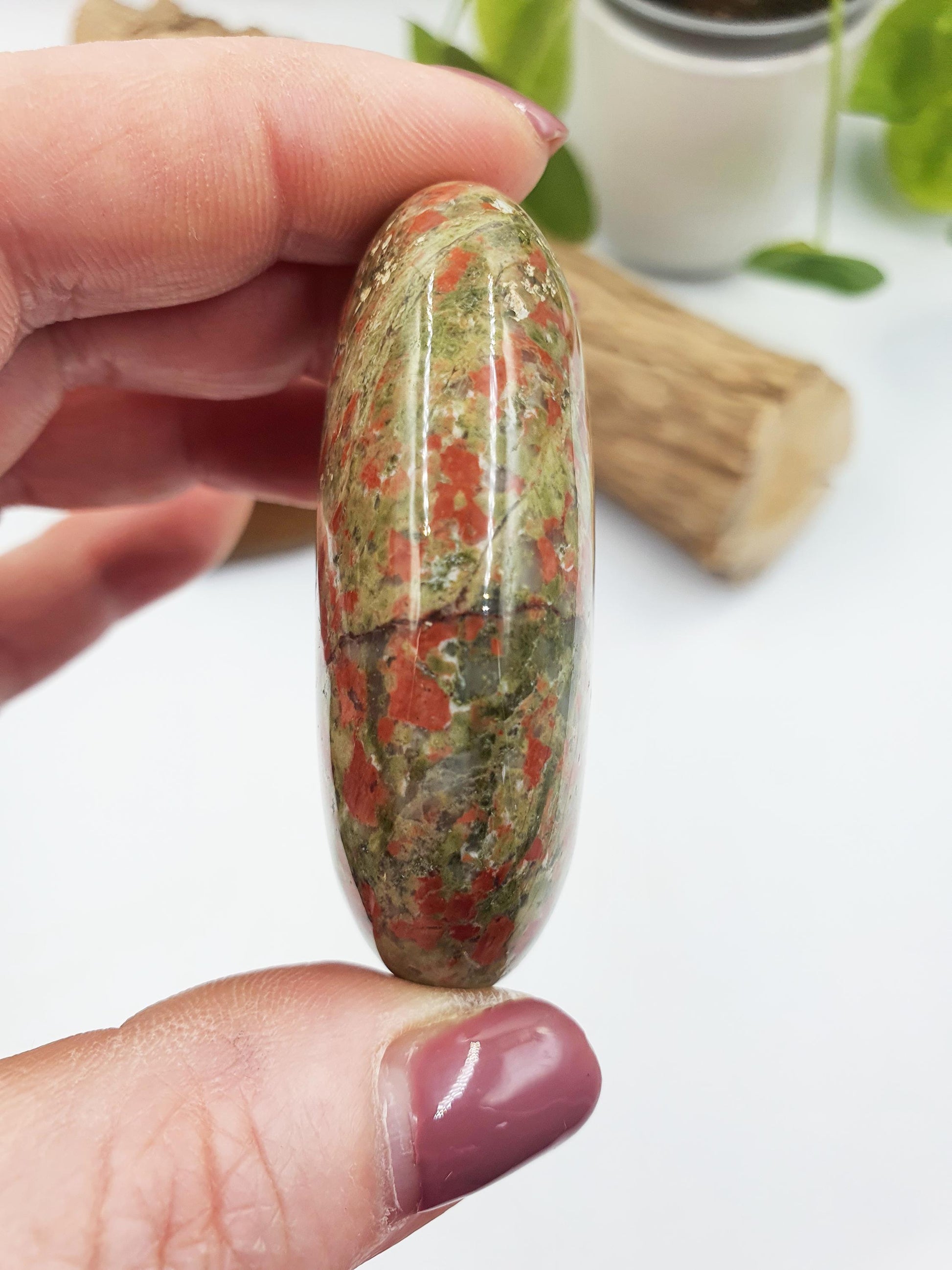 Pretty Unakite Palm / Unakite Palm Stone / Pocket Stone / Meditation Palm / Reiki Crystal Palm - 80g