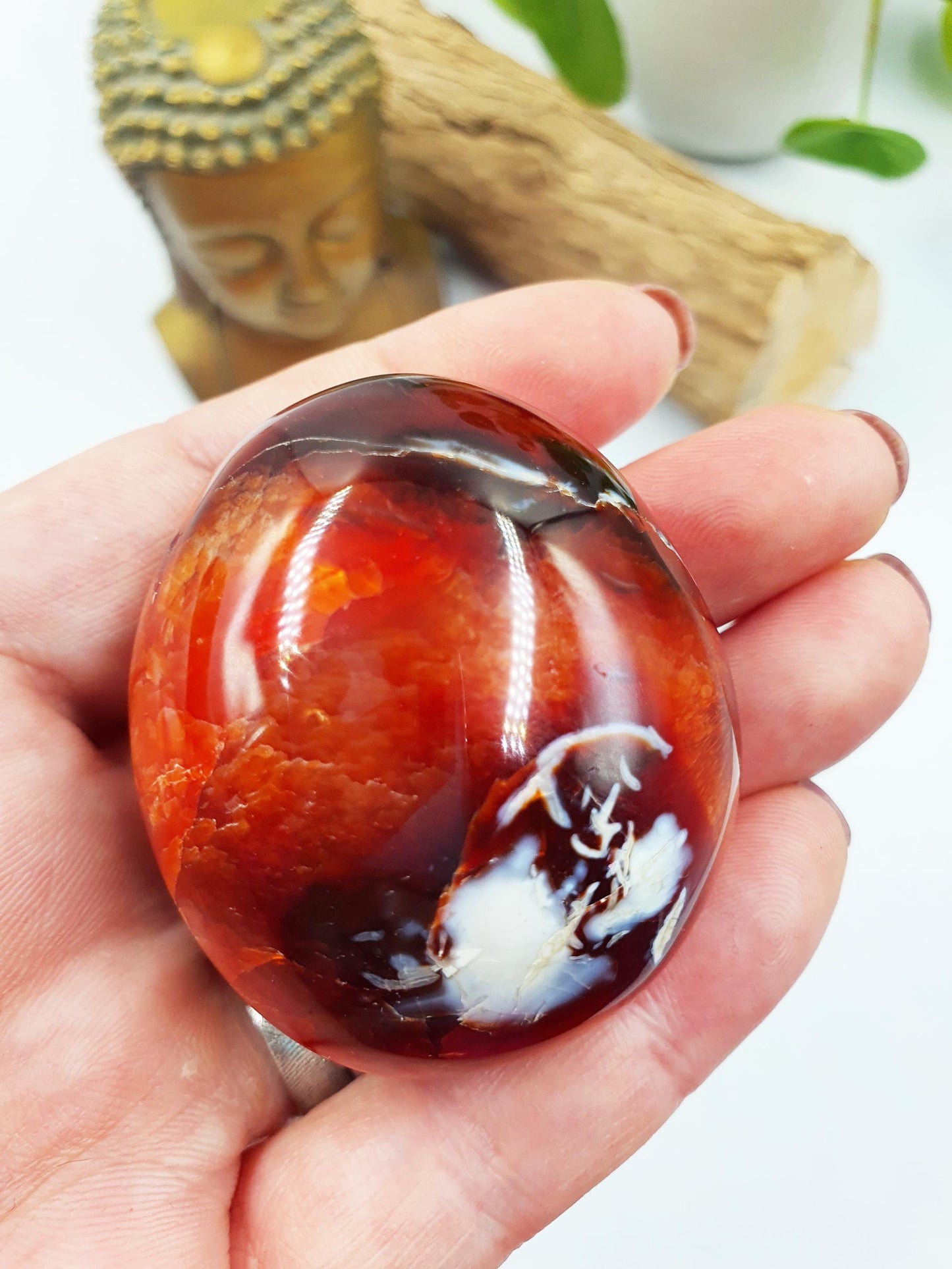 Beautiful Carnelian Palm / Carnelian Palm Stone / Carnelian Pocket Stone / Meditation Palm - 100g