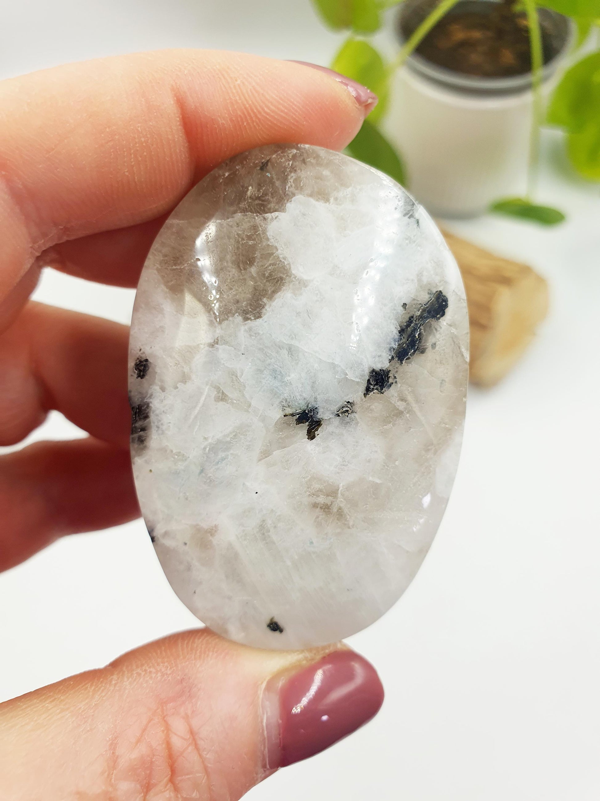 Rainbow Moonstone Palm / Rainbow Moonstone Palm Stone / Reiki Crystal Palm / Meditation Palm - 75g