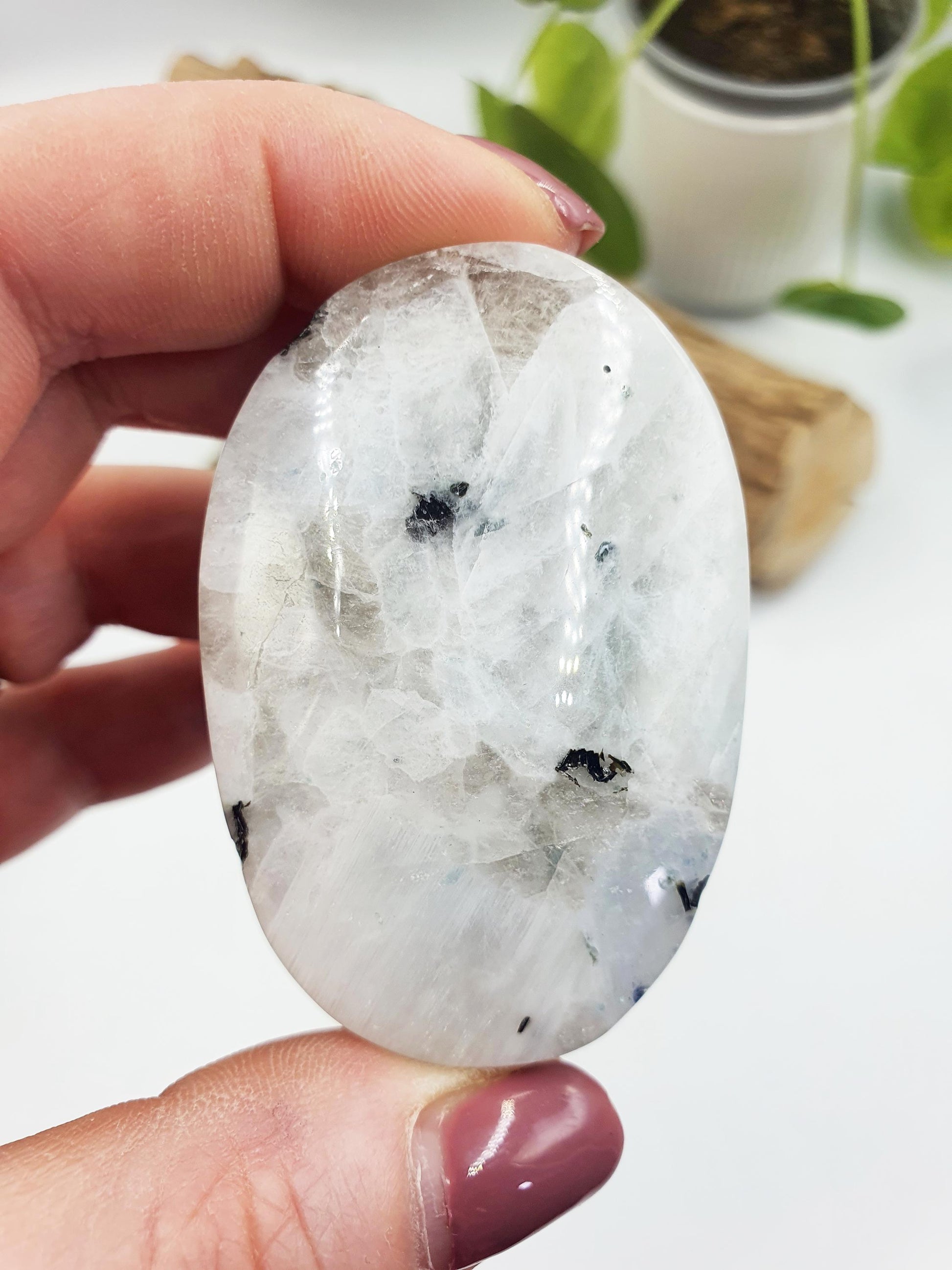 Rainbow Moonstone Palm / Rainbow Moonstone Palm Stone / Reiki Crystal Palm / Meditation Palm - 75g