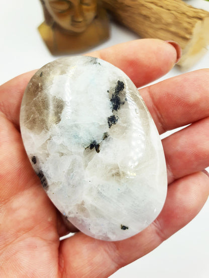 Rainbow Moonstone Palm / Rainbow Moonstone Palm Stone / Reiki Crystal Palm / Meditation Palm - 75g